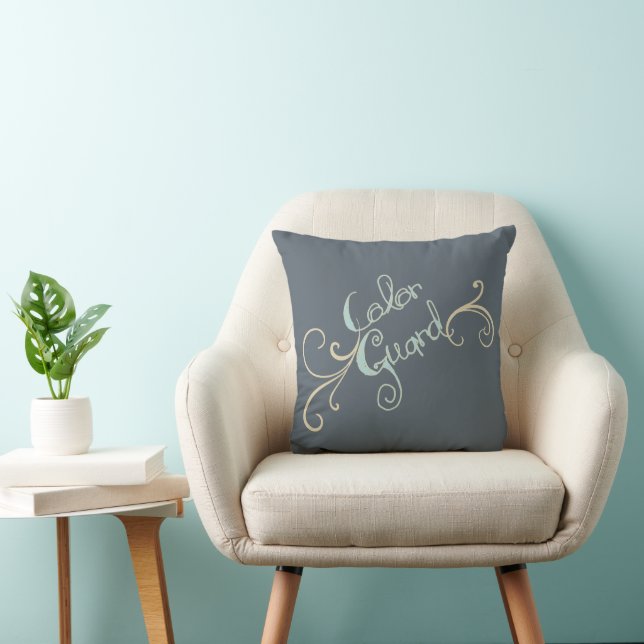 Color Guard Text Graphic Swirl Throw Pillow (Chair)