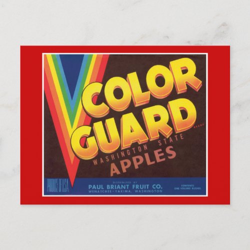 Color Guard Vintage Apples Label Postcard
