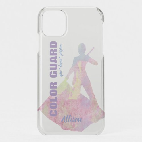 Color Guard With Flag Performer Silhouette Figure iPhone 11 Case