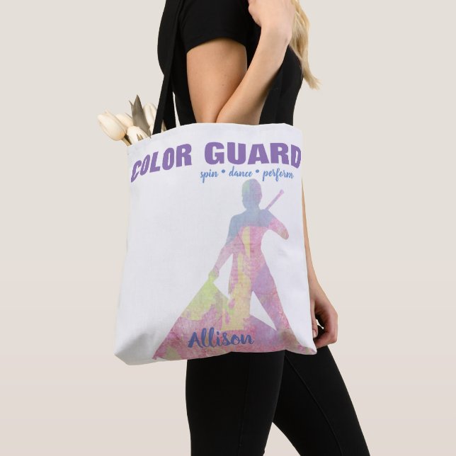 Color Guard With Performer Silhouette Figure Tote Bag (Close Up)