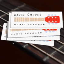 Color Guitar Neck on White Music Teacher Mini Business Card