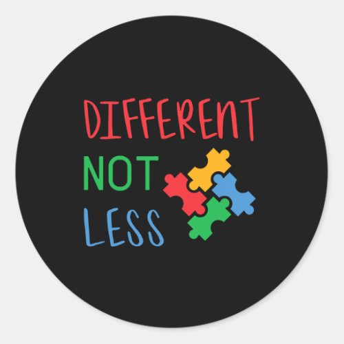 Color Hand Different Not Less Autism Awareness Mon Classic Round Sticker