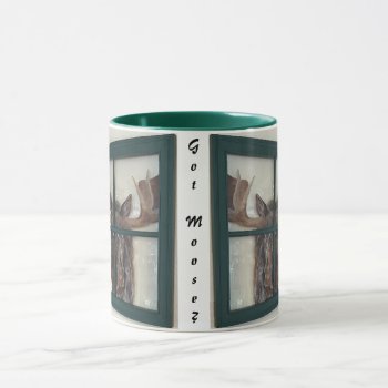 Color Handpainted Moose Picture In Window Frame   Mug by ScrdBlueCollectibles at Zazzle