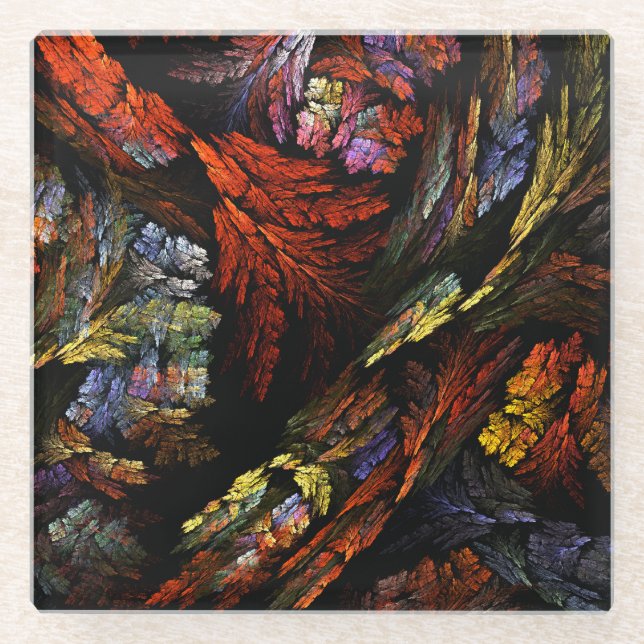 Color Harmony Abstract Art Glass Coaster (Front)