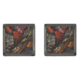 Color Harmony Abstract Art Gunmetal Finish Cufflinks
