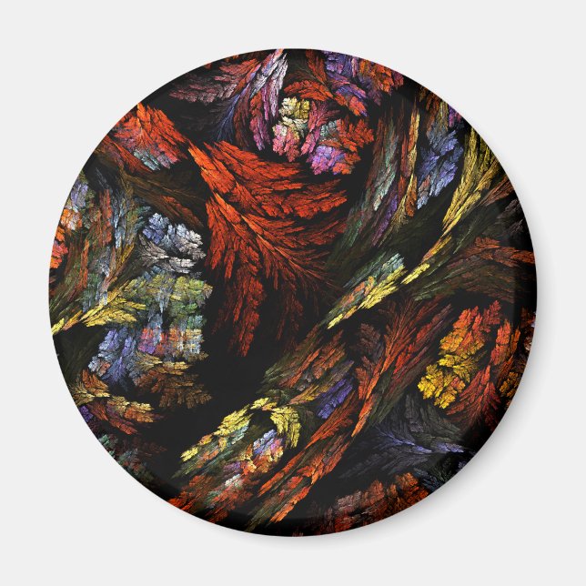 Color Harmony Abstract Art Round Magnet (Front)