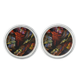 Color Harmony Abstract Art Silver Plated Cufflinks