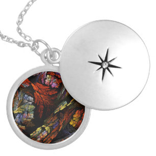 Color Harmony Abstract Silver Locket Necklace