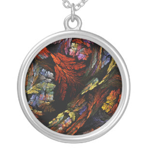 Color Harmony Abstract Silver Necklace