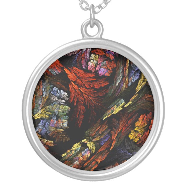 Color Harmony Abstract Silver Necklace (Front)