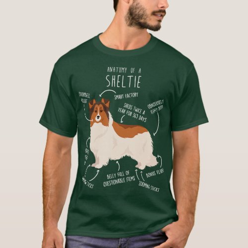 Color Headed White Sheltie Shetland Sheepdog Anato T_Shirt