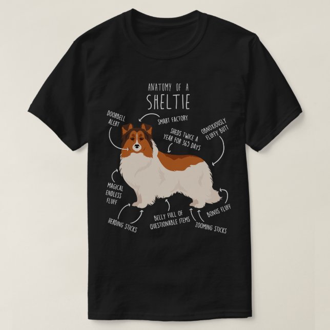 Color Headed White Sheltie Shetland Sheepdog Anato T-Shirt (Design Front)