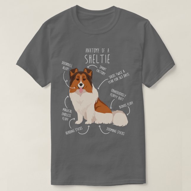 Color Headed White Sheltie Shetland Sheepdog Anato T-Shirt (Design Front)