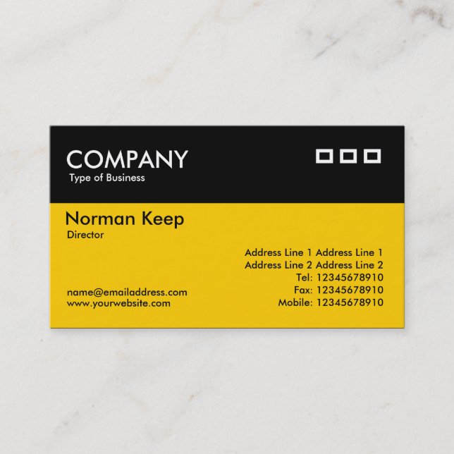 Color Header - Black and Amber Business Card (Front)