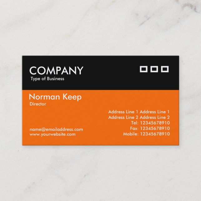 Color Header - Black and Orange Business Card (Front)