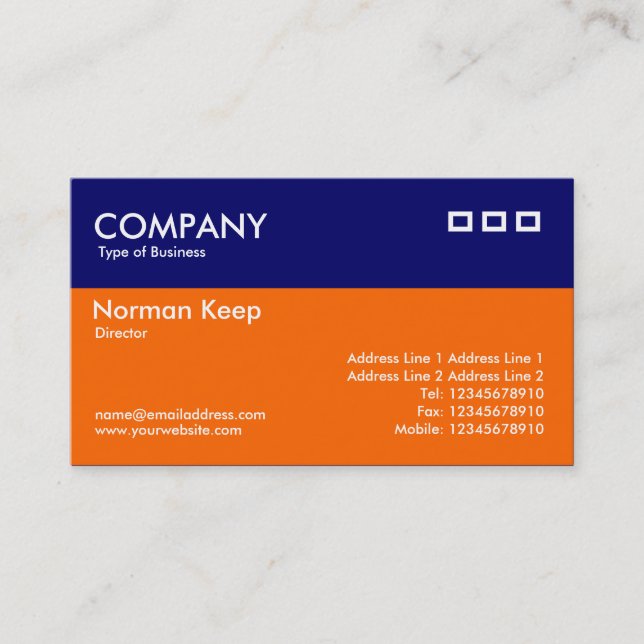Color Header - Blue and Orange Business Card (Front)