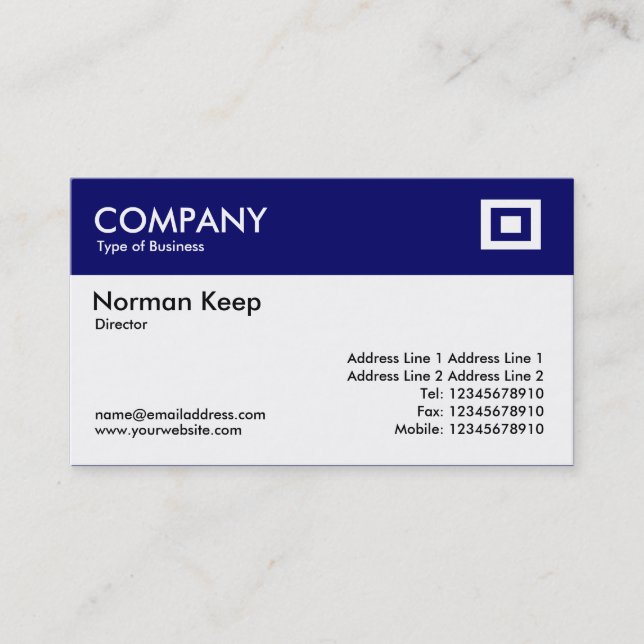 Color Header - Dark Blue Business Card (Front)