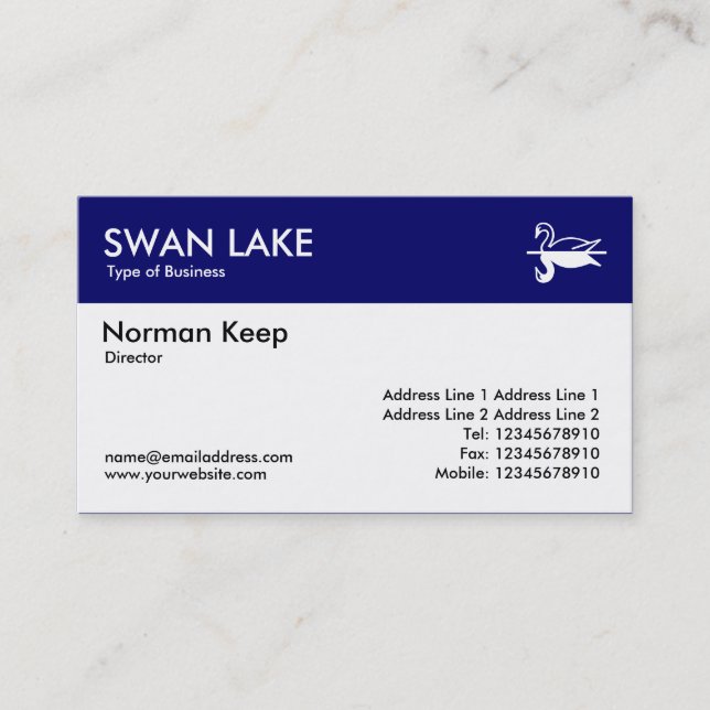 Color Header - Dark Blue - Swan Business Card (Front)