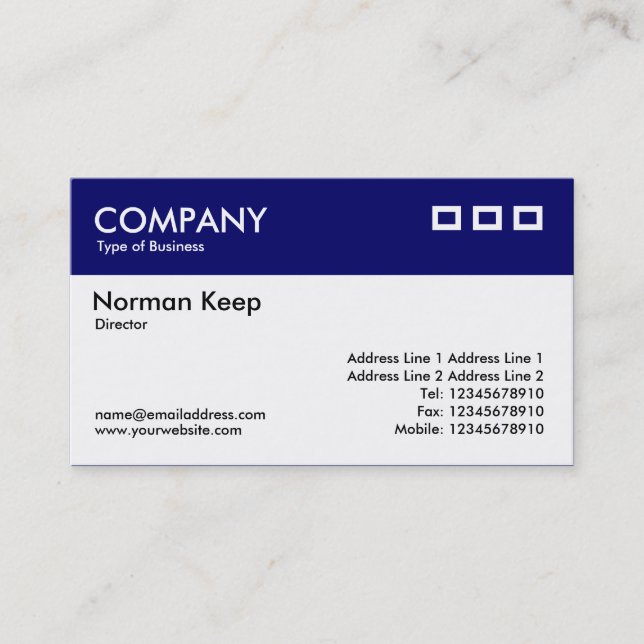 Color Header - Dark Blue v2 Business Card (Front)