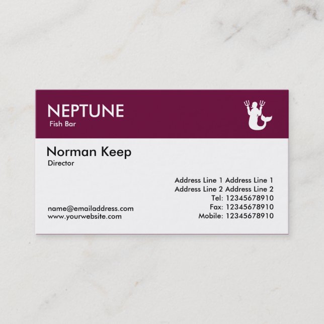 Color Header - Dark Crimson - Neptune Business Card (Front)