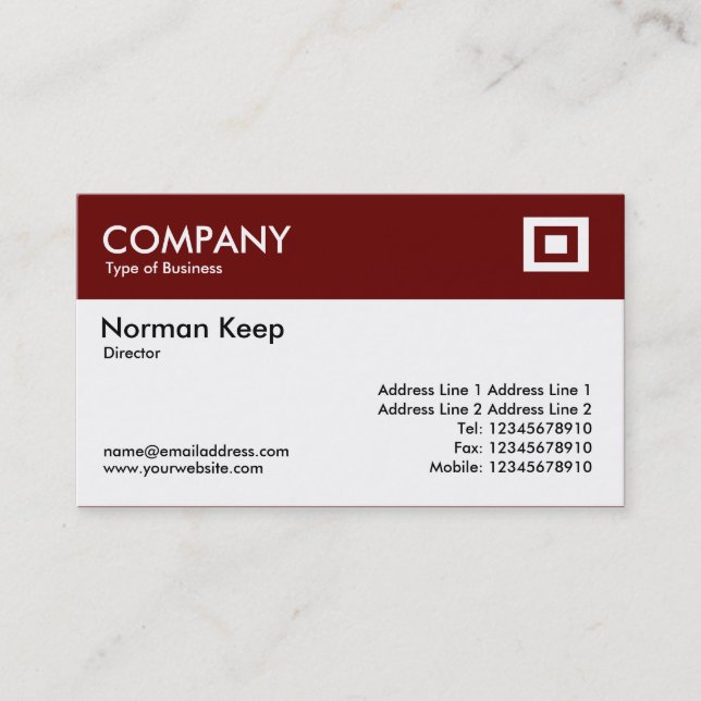 Color Header - Dark Maroon Business Card (Front)