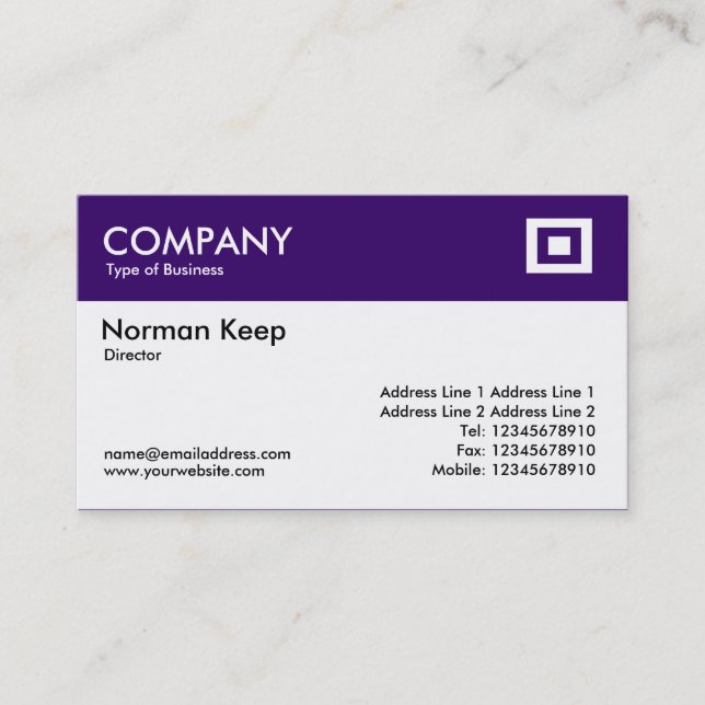 Color Header - Dark Violet Business Card (Front)