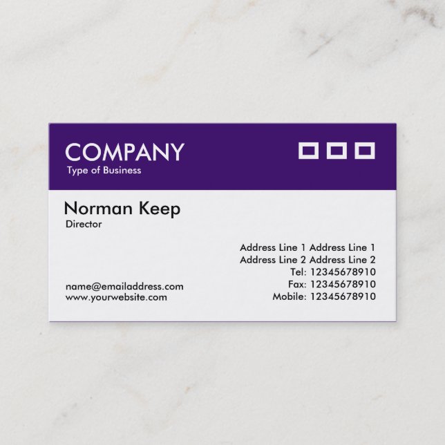 Color Header - Dark Violet v2 Business Card (Front)