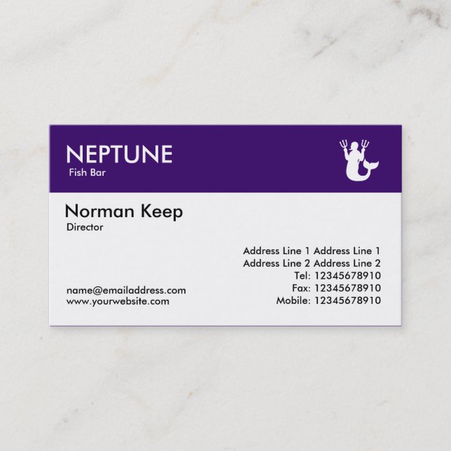 Color Header - Deep Purple - Neptune Business Card (Front)