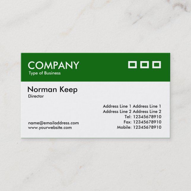 Color Header - Green (006600) v2 Business Card (Front)