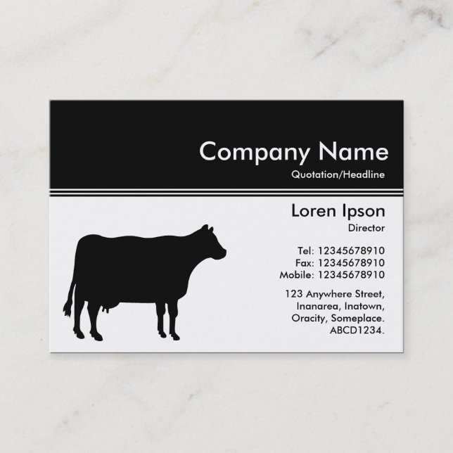 Color Header III v2 - Black - Cow Business Card (Front)
