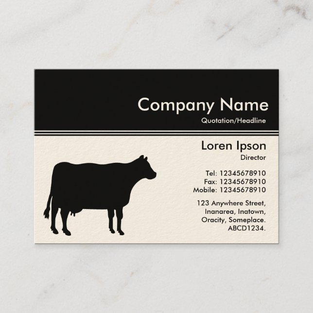 Color Header III v2 - Black - Cow (Cream) Business Card (Front)