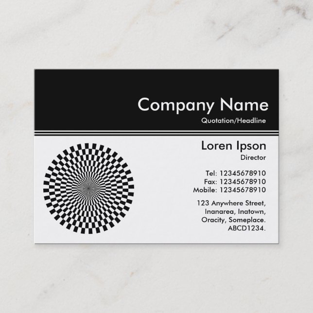Color Header III v2 - Black - Op Art Business Card (Front)