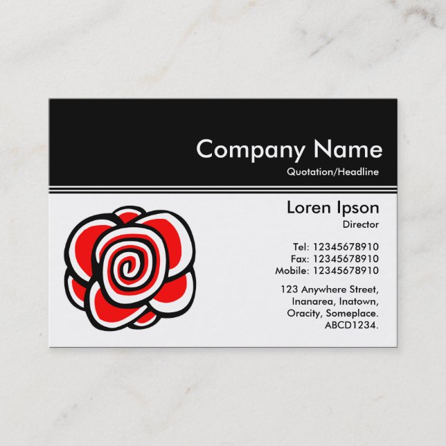 Color Header III v2 - Black - Rose Drawing Business Card (Front)