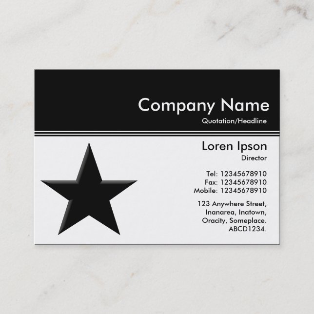 Color Header III v2 - Black - Star Business Card (Front)