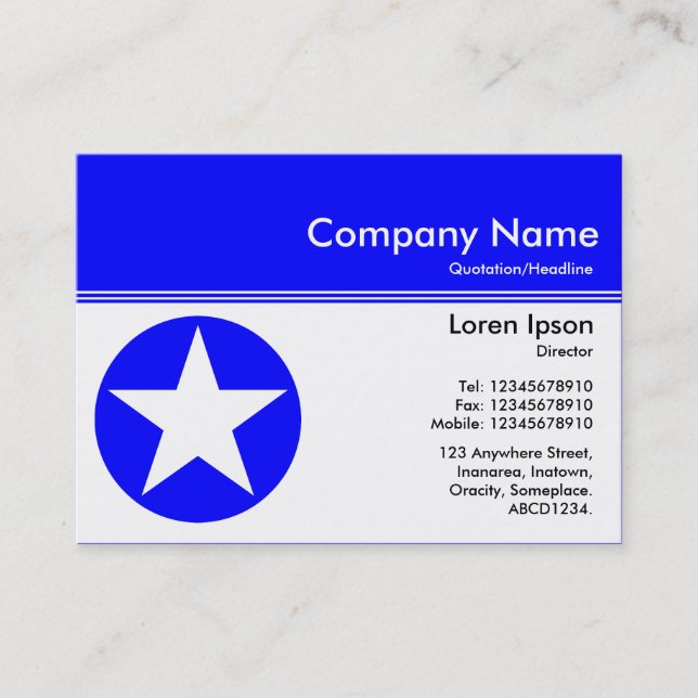 Color Header III v2 - Blue - Star Business Card (Front)