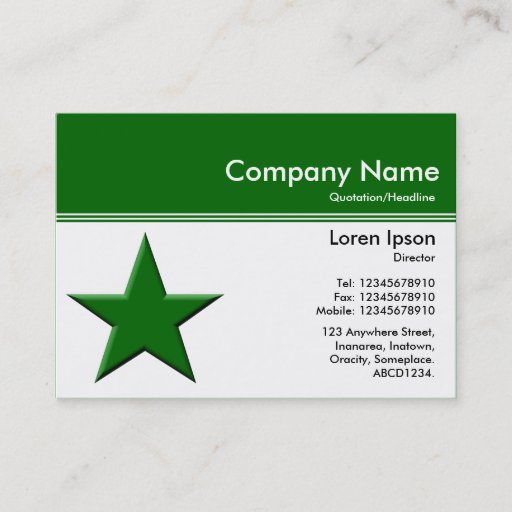 Customizable Color Header III v2 - Green 006600 - Star Business Cards