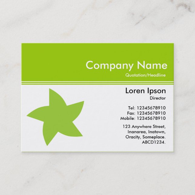 Color Header III v2 - Green - Rotating Star Business Card (Front)