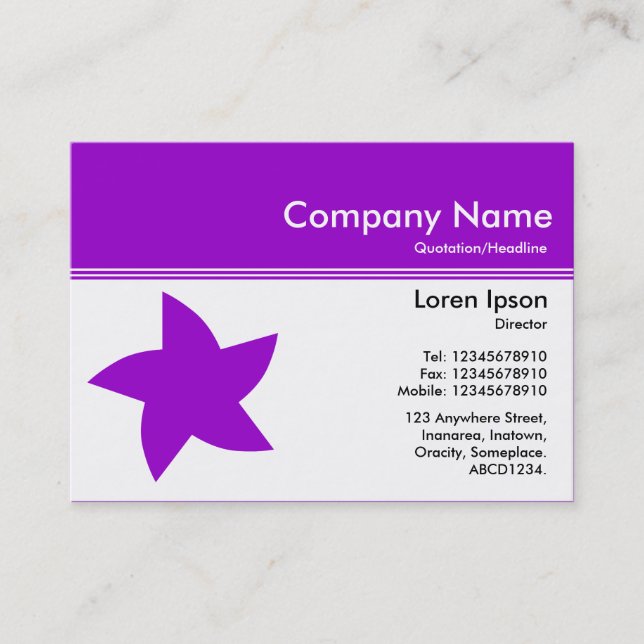 Color Header III v2 - Purple - Rotating Star Business Card (Front)