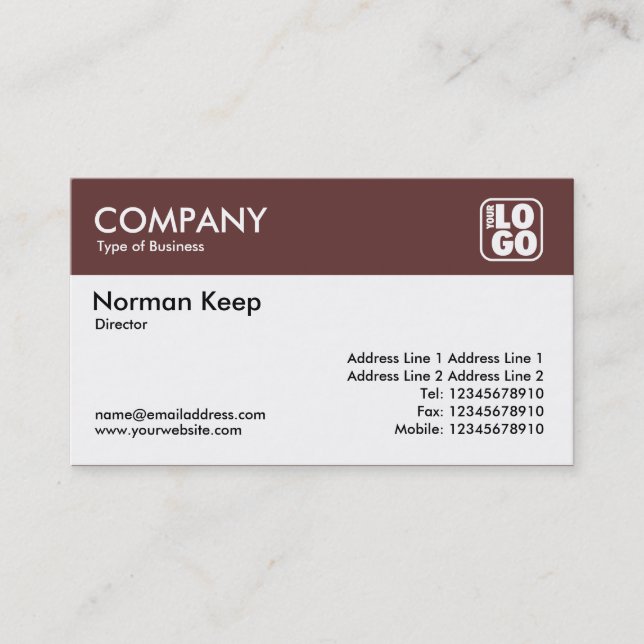 Color Header (Logo) - Brown Business Card (Front)