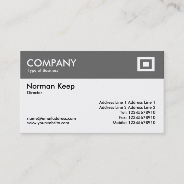Color Header - Mid Gray Business Card (Front)