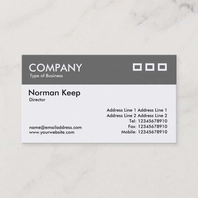 Color Header - Mid Gray v2 Business Card (Front)
