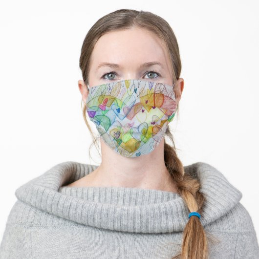 Color Hearts Inspirational Art Custom Face Masks (Worn)