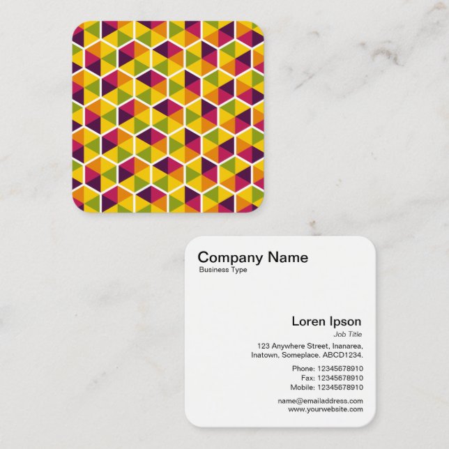 Color Hexagon Pattern 01 Square Business Card (Front/Back)