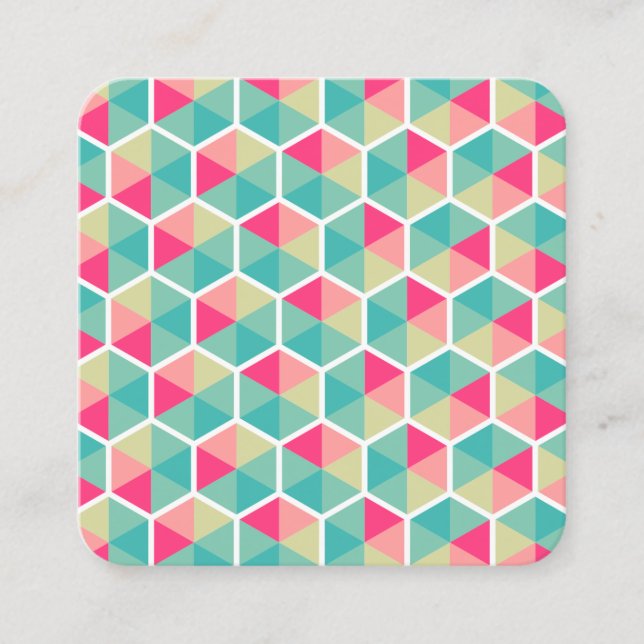 Color Hexagon Pattern 02 Square Business Card (Front)