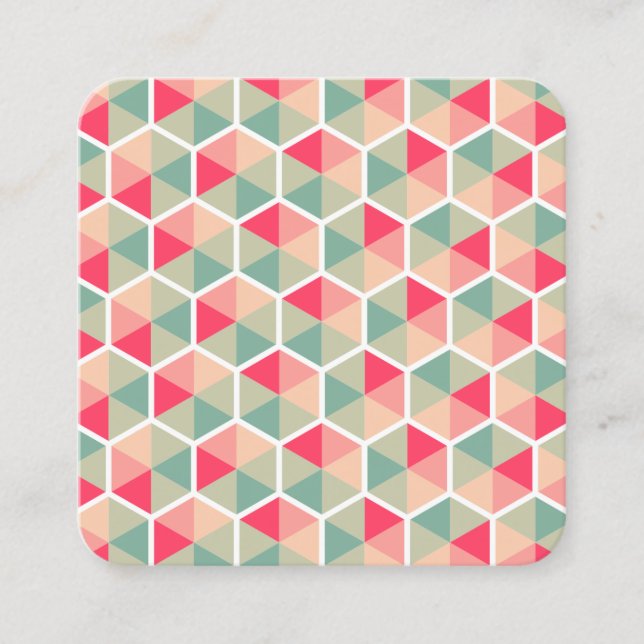 Color Hexagon Pattern 04 Square Business Card (Front)
