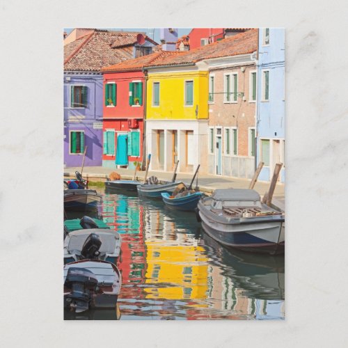 Color houses in Venice island Burano Italy Postcard