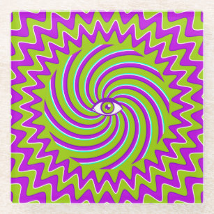 Color hypnotic retro poster with eye glass coaster