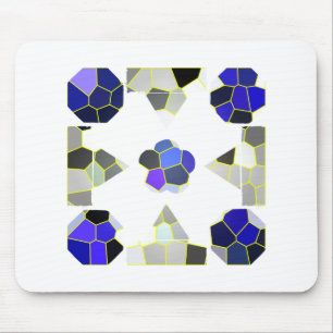 Color Illustration Fancy shapes, Gray and Blue Mouse Pad
