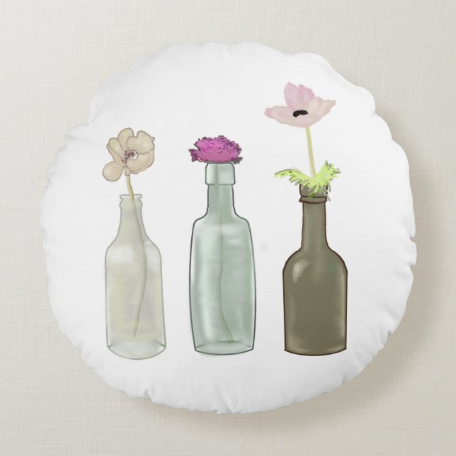 color illustrations round pillow (Front)