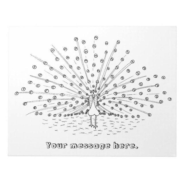 Color in a Peacock Drawing Coloring Notepads (Front)